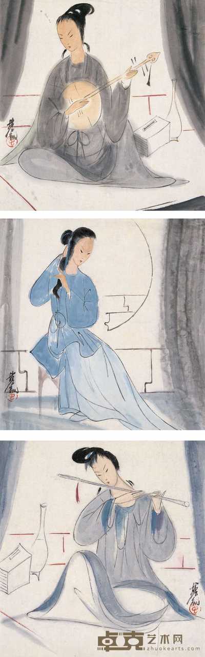 林风眠 仕女 镜心（三开） 31.5×29cm
